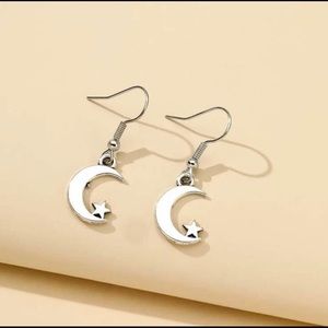 New! Boho 925 Silver Crescent Moon Dangle Drop Earrings